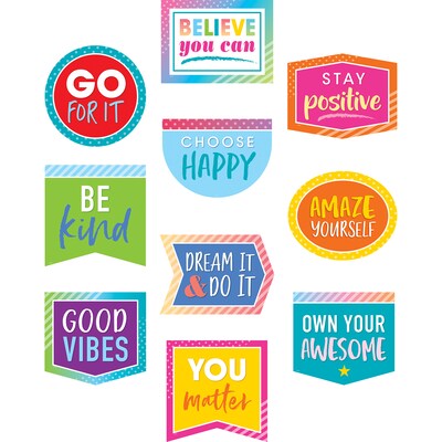Teacher Created Resources Colorful Vibes Positive Sayings Accents, 30 Per Pack, 3 Packs (TCR8825-3)