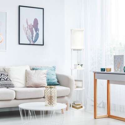 Simple Designs Etagere Organizer Storage 62.5" Floor Lamp with 2 USB Charging Ports and 1 Charging Outlet, White (LF2010-WHT)