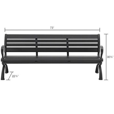 Global Industrial 6' Aluminum Park Bench w/ Backrest, Black (436978BK)