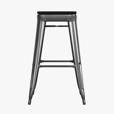 Flash Furniture Cierra Industrial Metal Indoor Bar Height Stools without Back, Black, 4-Pieces/Pack (4ET32030BKRPL2B)