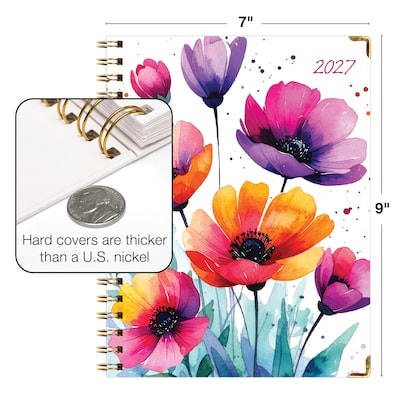 2027 Excello Brands 7.8" x 9" Weekly & Monthly Standard Planner, Paperboard Cover, Rainbow Floral (FSHN-CY27-79-53)