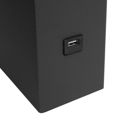 Lalia Home Lexington Leather Base 21" LED Table Lamp with USB Charging Port, Black Faux Leather (LHT-3012-BK)