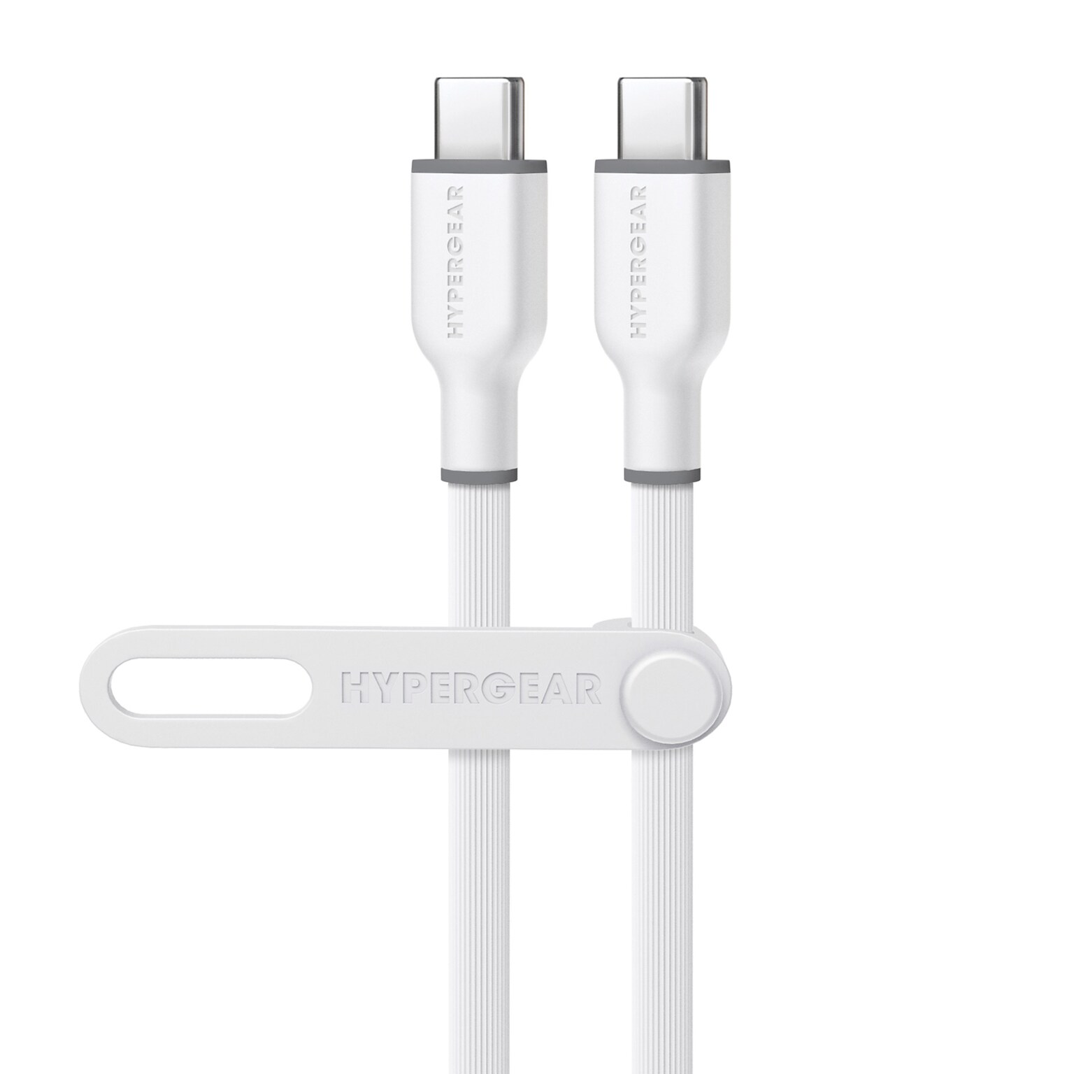 HyperGear Flexi Pro USB-C to USB-C Soft-Touch Silicone Fast Charge and Sync Cable, 10 ft., White (15909)