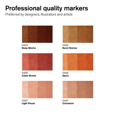 Winsor & Newton Promarker Dual-Tip Alcohol Based Marker, Skin Tones 2, 6/Pack (WNX0290115)