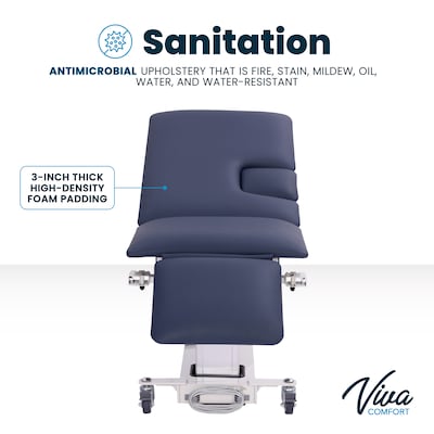 Viva Comfort Electric Height Adjust Imaging Exam Table with Drop Window and Stirrups, 550 lbs Capacity, Blue (ADI903-04-KIT-MK)
