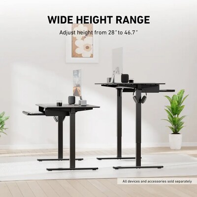 Huanuo 48"W Electric Rectangular Adjustable Standing Desk with Keyboard Tray, Black (HNESD71B)