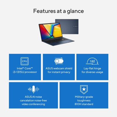 ASUS Vivobook 15 FHD 15.6" Laptop, Intel Core i3-1315U, 8GB RAM, 512GB SSD, Windows 11