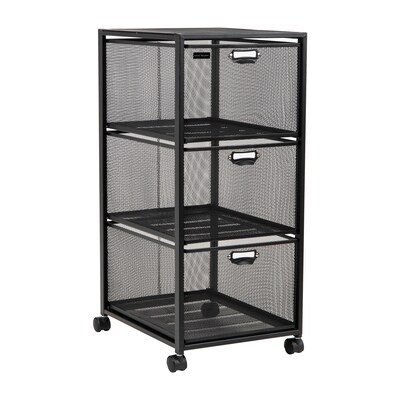 Mind Reader 3-Drawer Multipurpose Cart with Wheels, Metal, Black (3TWHEEL-BLK)