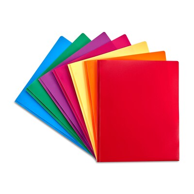 Staples 2-Pocket Plastic Presentation Folder with Fasteners, Color chosen at random (ST55096-CC)