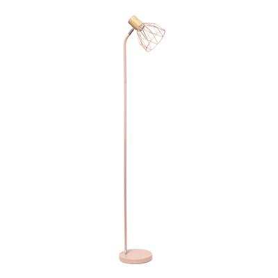 Simple Designs Farmhouse Fusion 55.91" Iron Floor Lamp with Round Shade, Light Pink (LF2019-LPK)