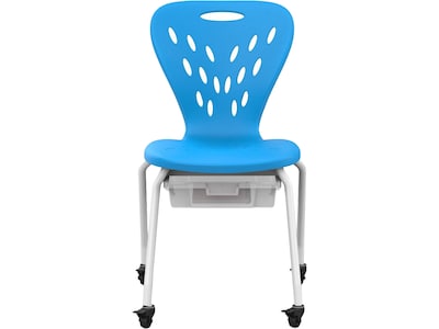 Luxor Plastic/Steel Kids Desk Chair with Wheels and Storage, Blue/White (MBS-CHAIR)