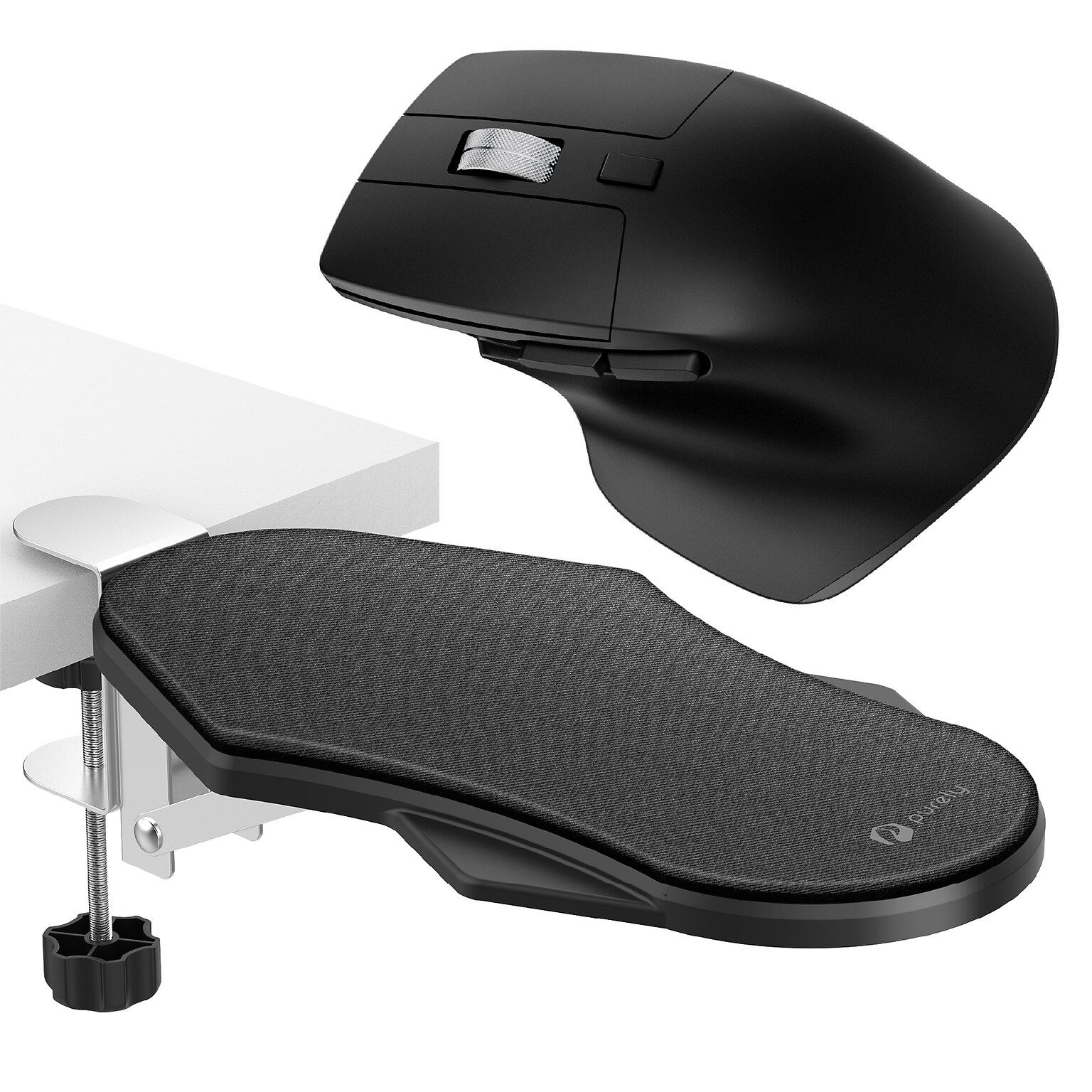 Purely E5720 Ergonomic Arm Rest and Wireless Computer Mouse Bundle, Black (PMPE5720BD1)
