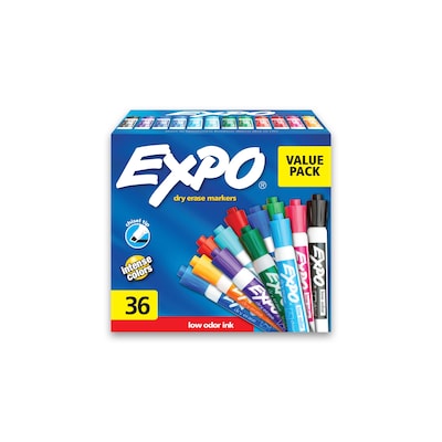 Expo 80001 Black Low-Odor Chisel Tip Dry Erase Marker - 12/Pack