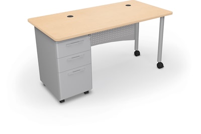 MooreCo 60W Avid Modular Single Pedestal Instructor Desk, Fusion Maple (91774-7909-7909)
