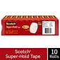 Scotch® Super-Hold Tape Refill, Transparent, Crystal Clear Clarity Finish, 3/4" x 22.22 yds., 1" Core, 10 Rolls (700S10)
