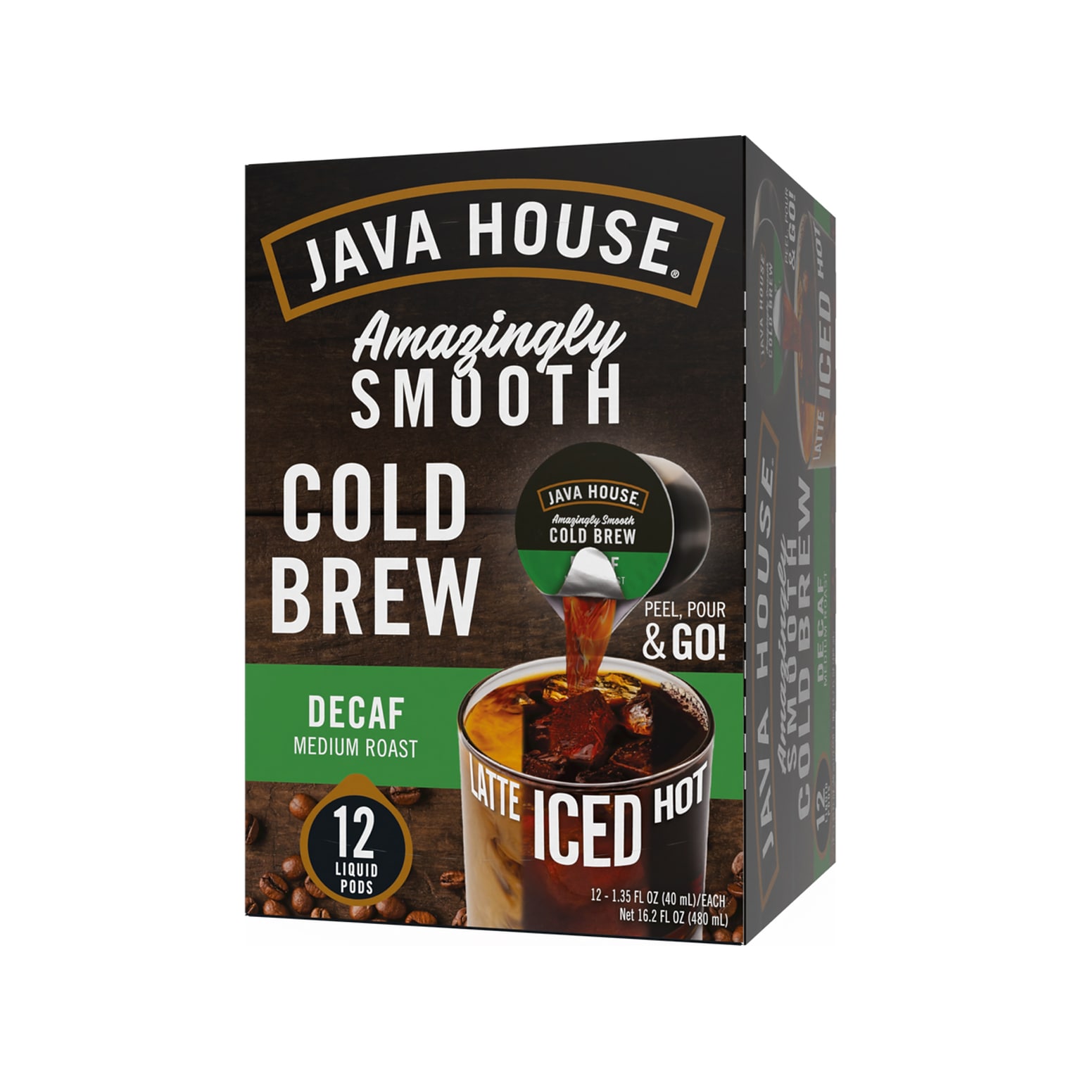 Java House Decaf Cold Brew Coffee Pods, Medium Roast, 12/Carton (FCC09351)