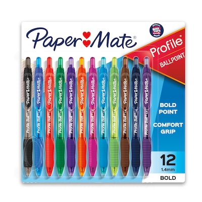 Paper Mate Flair Felt Pen, Bold Point, Assorted Ink, Dozen