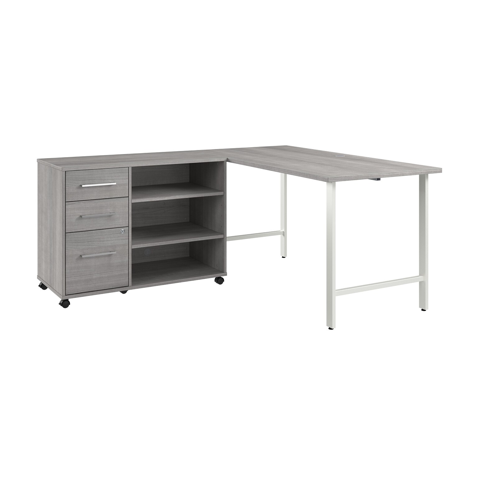Bush Business Furniture Hustle 60W Computer Desk and Storage Cabinet with Drawers and Shelves, Platinum Gray (HUS009PG)