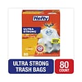 Hefty® Ultra Strong Scented Tall White Kitchen Bags, 13 gal, 0.9 mil, 23.75 x 24.88, White, 80/Box