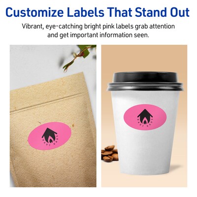 Avery Laser/Inkjet Oval Multipurpose Labels, 1.5" x 2.5", Bright Pink, 1440/Box (94051)