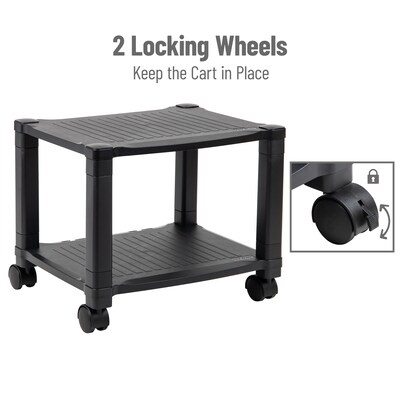 Mind Reader 2-Shelf Mobile Printer Utility Cart with Wheels, Black (PRCARTSM-BLK)