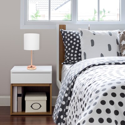 Simple Designs 19.5" LED Table Lamp, Rose Gold/White Shade (LT2024-RGD-CCLB)