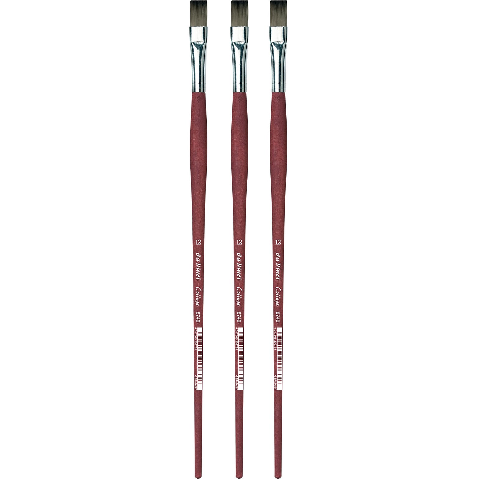 da Vinci COLLEGE Oil and Acrylic Synthetic Bristle, Flat Brush, 3/Bundle (DVXVA874012-3)