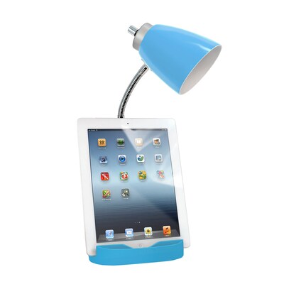 Creekwood Home Sleek Essentials 18.5" Flexible Coordinating Desk Lamp with USB Port and Storage, Blue (CWD-1004-BL)