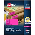 Avery Sure Feed Laser Shipping Labels, 2x 4, Neon Pink, 10 Labels/Sheet, 100 Sheets/Box, 1000 Labe