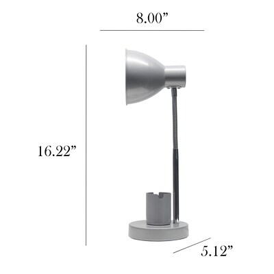Simple Designs Sleek Essentials LED Desk Lamp, 16.22", Silver (LD1076-SLV)