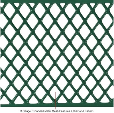 Global Industrial 6' Outdoor Steel Bench w/ Backrest, Expanded Metal, Green (277154GN)
