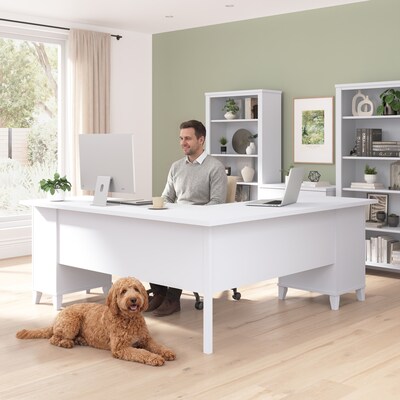Bush Home Somerset 72"W L Shaped Office Desk with Storage, White (WC81910K)