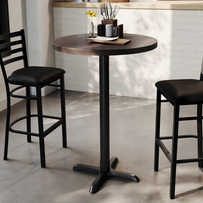 Flash Furniture Bennett 30 Round Wooden Commercial Indoor Table, Dark Brown Top/Black Base (GSFRD30DBT2222B)