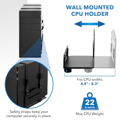 Mount-It! Adjustable Monitor Wall Mount Workstation, Up to 32", Black (MI-7991)