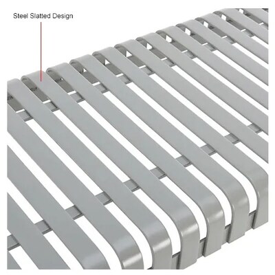 Global Industrial 6' Outdoor Bench, Backless, Vertical Steel Slat, Gray (262113GYKD)