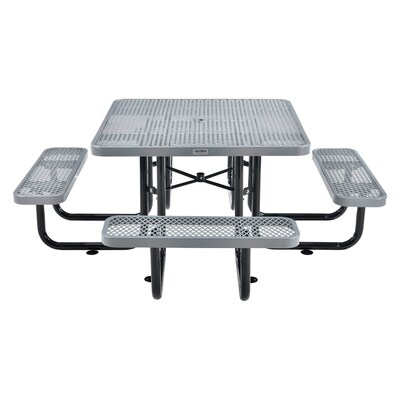Global Industrial 46" Square Outdoor Steel Picnic Table, Expanded Metal, Gray (277151GY)
