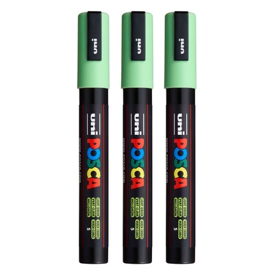 POSCA PC-5M Water Based Paint Marker, Reversible Medium Tip, Light Green, 3/Pack (UBCPC5MLGREEN-3)