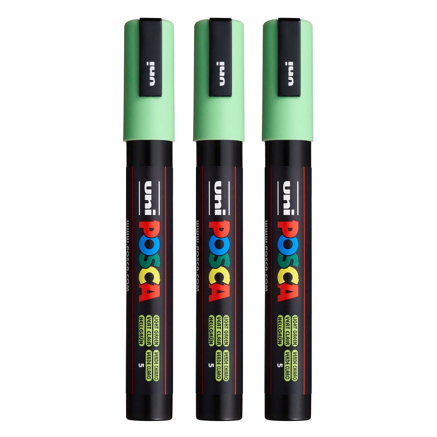 POSCA PC-5M Water Based Paint Marker, Reversible Medium Tip, Light Green, 3/Pack (UBCPC5MLGREEN-3)