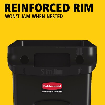 Rubbermaid Slim Jim Indoor Trash Can w/ No Lid, Black, 23 Gal. (FG354060BLA)