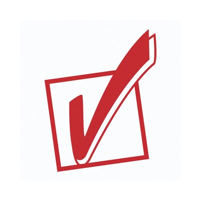 Accu-Stamp Check Mark Round Pre-Inked Stamp, Red Ink (035658)