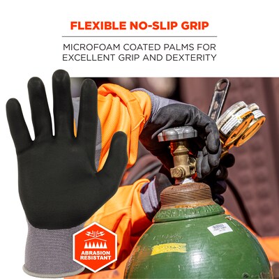 Ergodyne ProFlex 7000 Nitrile Coated Gloves, Microfoam Palm, ANSI Level 5 Abrasion Resistance, Gray, Large, 1 Pair (10374)