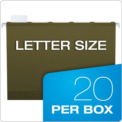 Pendaflex Ready-Tab Premium Reinforced Hanging File Folder, 3-Tab, Letter, Green, 25/Box (42620)