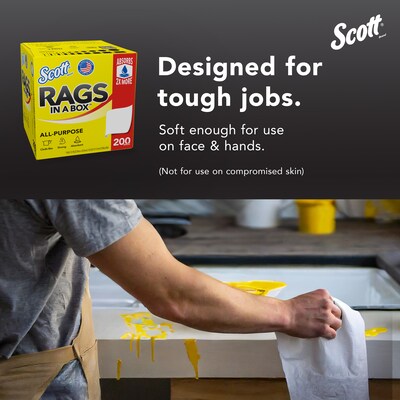 Scot Rags in a Box, 9" x 12", White, 200 Sheets/Box, 8 Boxes/Carton (75260)