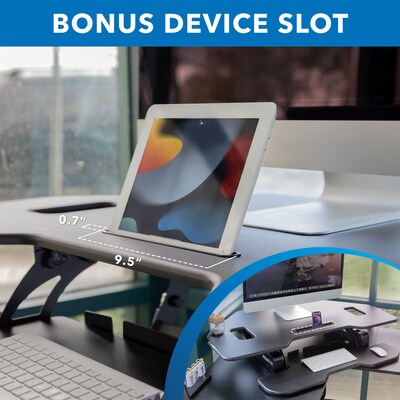 Mount-It! 43"W Manual Corner Adjustable Standing Desk Converter, Black (MI-7958A)