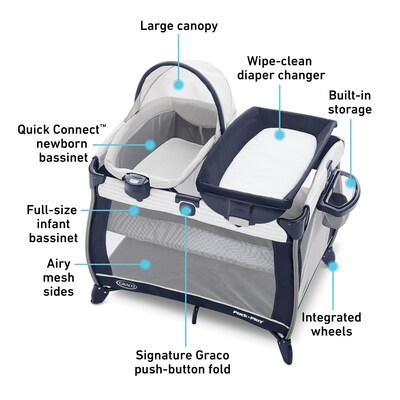 Graco Pack n Play Quick Connect Portable Bassinet, Alex (2130473)