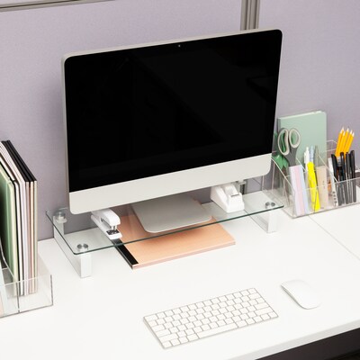 Mind Reader Contemporary Monitor Stand and Laptop Riser, Clear (GLASS-CLR)