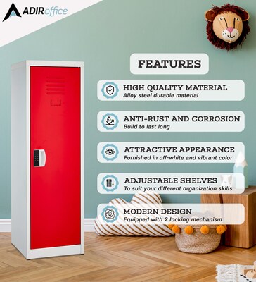 AdirOffice 48H Single Tier Red Storage Locker (ADI629-01-RED-DL)