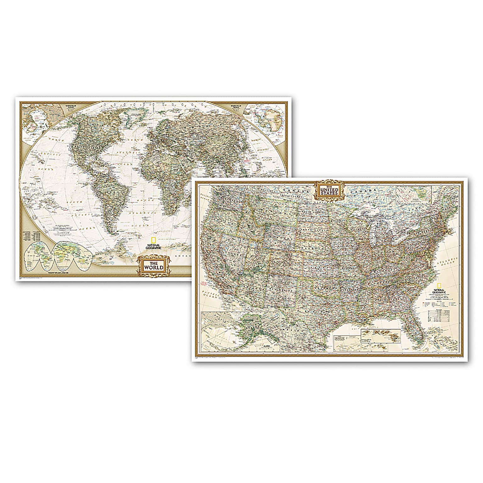 National Geographic World and United States Executive, Poster Size, Map Pack Bundle, 36 x 24 (NGMRE01021232B)