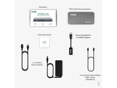 Plugable Thunderbolt 3 and USB-C Dual Display Docking Station  (TBT3-UDC3)