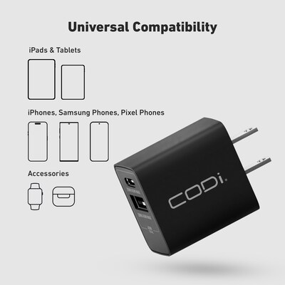 CODi Rugged iPad 11" (A16)/iPad 10.9" (10th Generation) Case, Screen Protector & 20W Dual Port Wall Charger (TK000002)